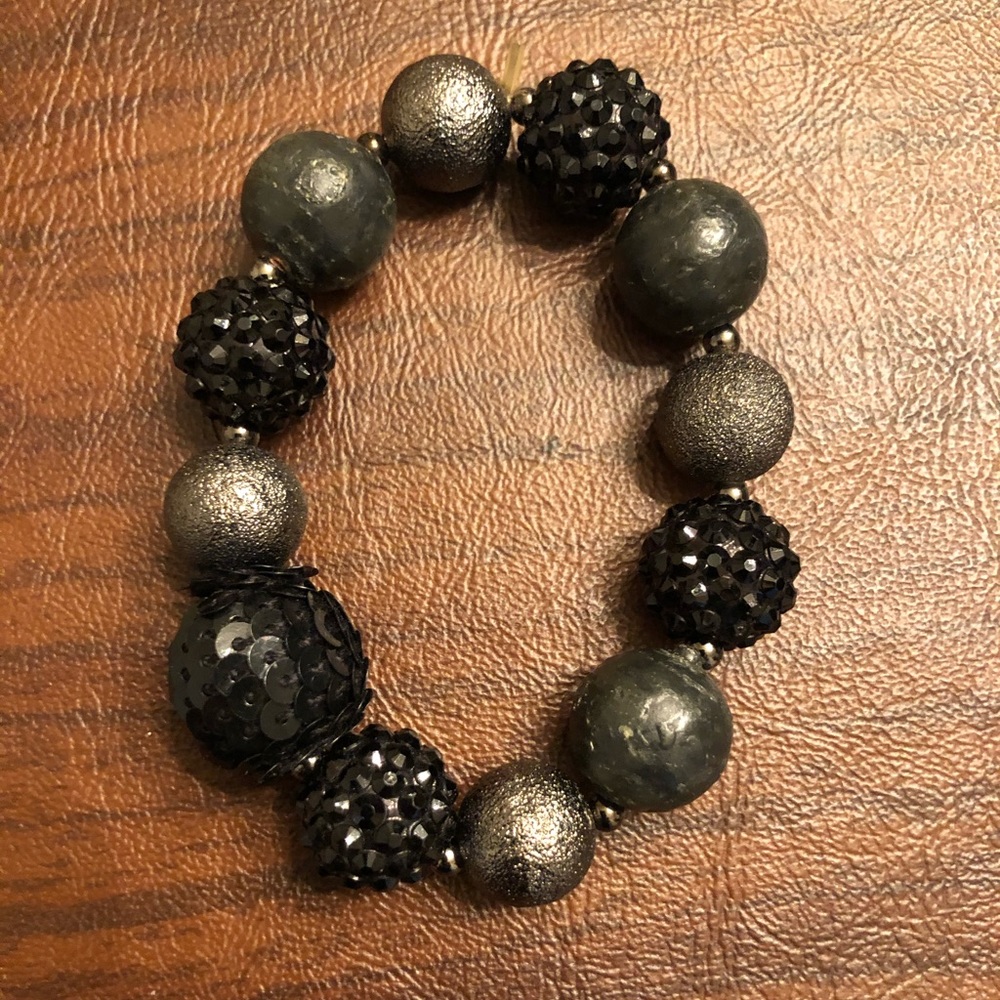 Black and Silver Stretch Bracelet